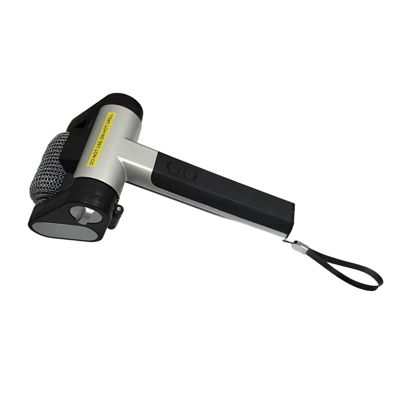 Rechargeable electric roller grill brush, stainless steel, replaceable heads, home cleaning tool, barbecue accessory. - Korvel