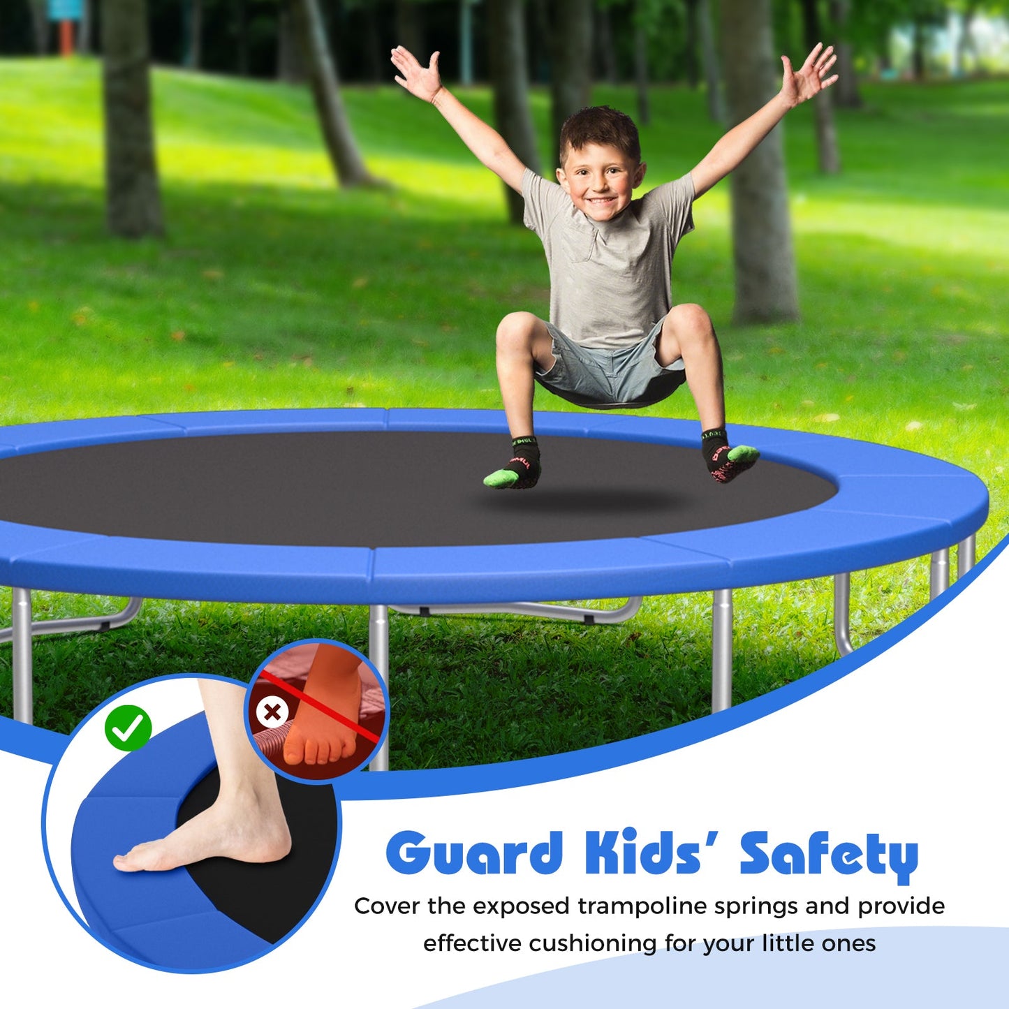 Almohadilla de Seguridad de Reemplazo para Trampolín de 16 Pies con Correas de Fijación - Azul