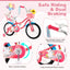 Bicicleta de 16 Pulgadas para Niñas con Asiento para Muñeca y Ruedas de Entrenamiento para Edades de