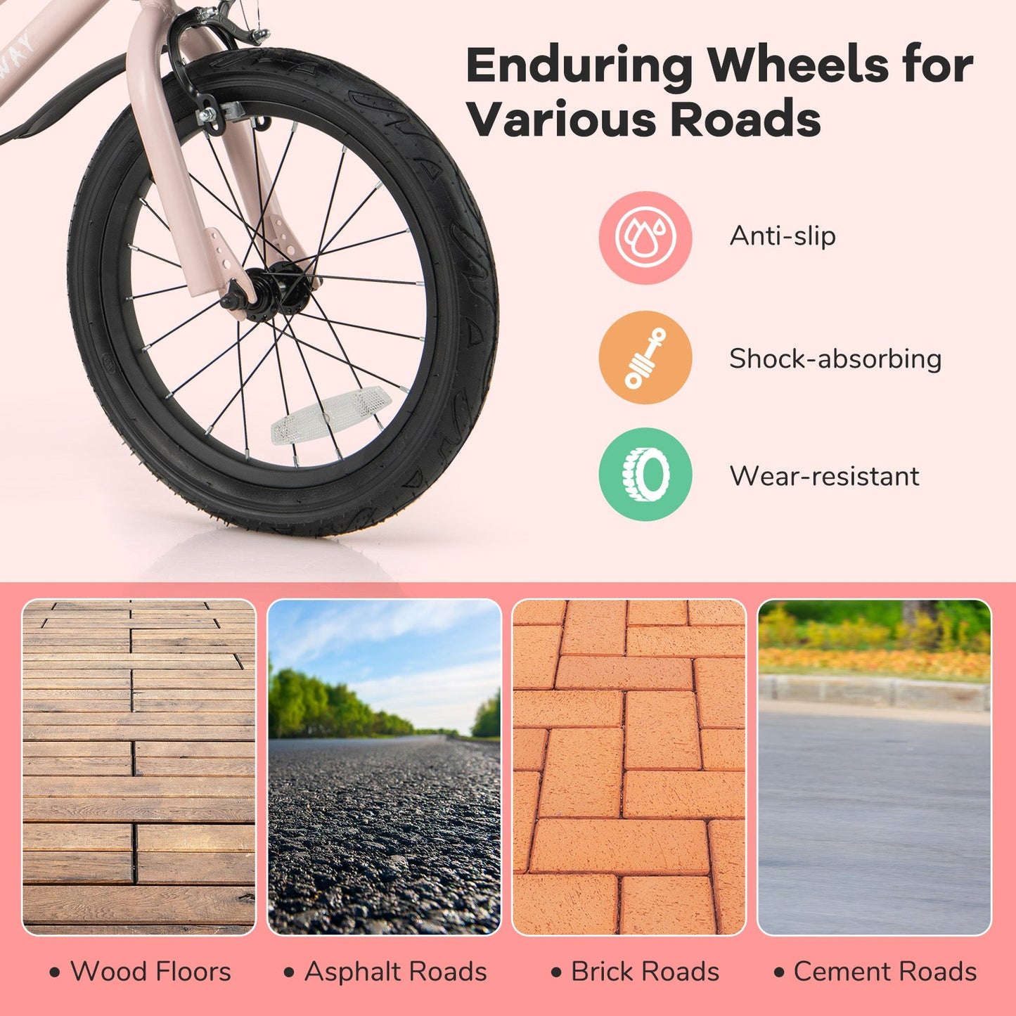 Vélo pour enfants de 16 pouces avec panier et guidon réglable
