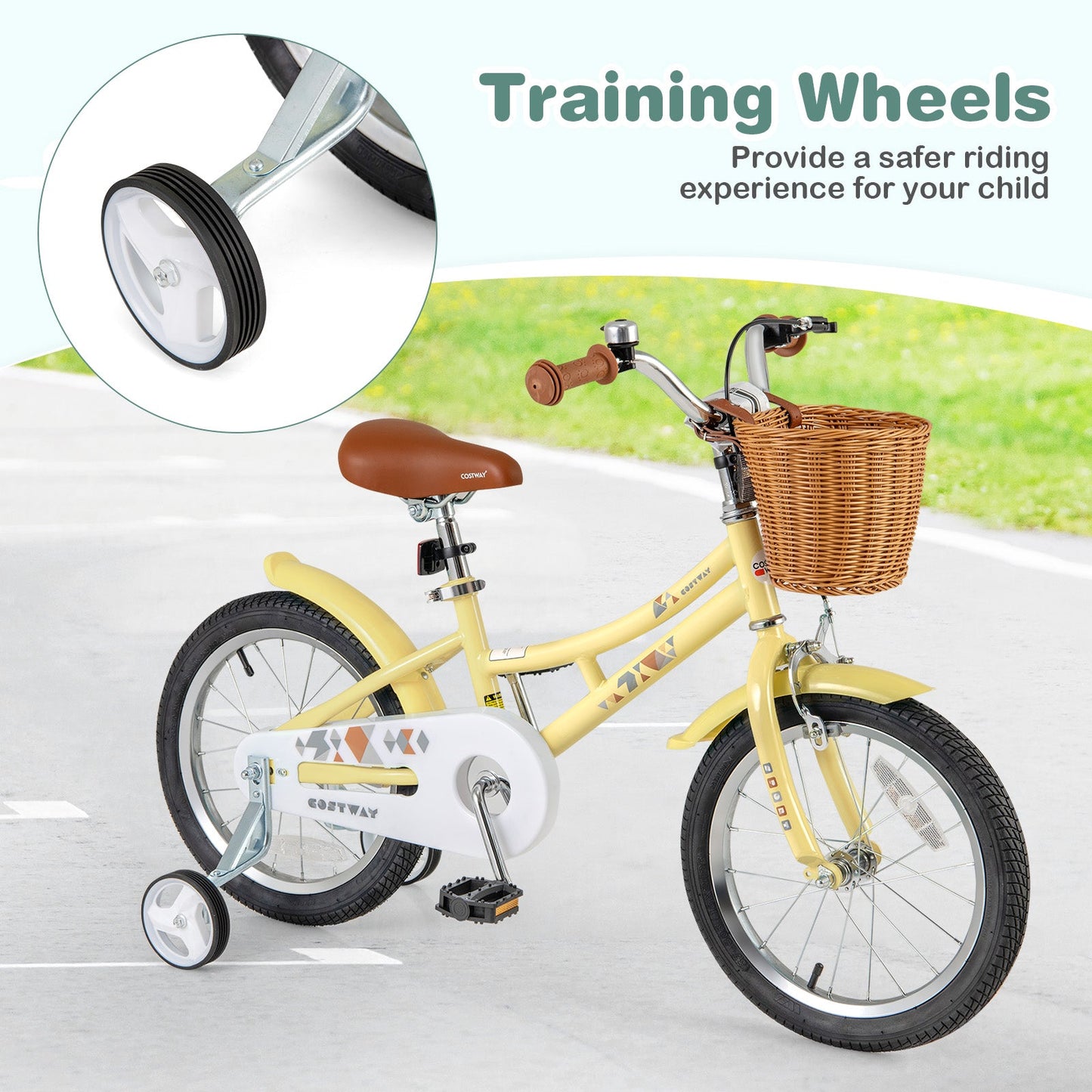 16 Inch Adjustable Kids Bike with Reflectors and Bell