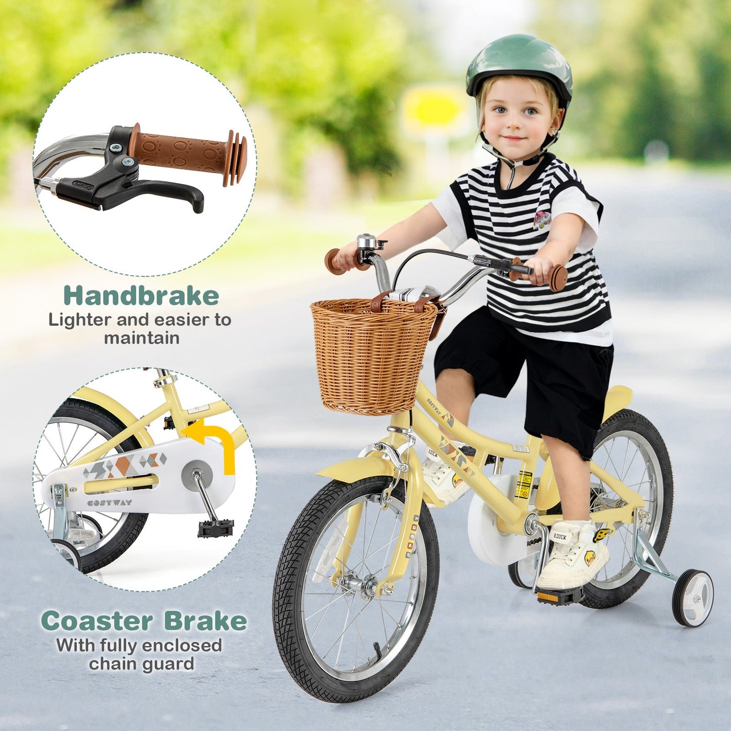 16 Inch Adjustable Kids Bike with Reflectors and Bell