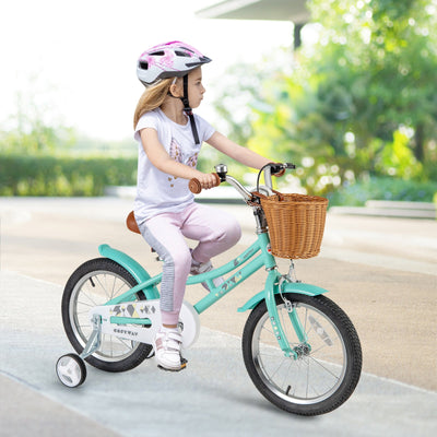 Vélo pour enfants de 16 pouces avec roues d'entraînement et système de freinage double