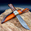 Exquisite Custom Damascus Steel Hunting Knife with Bone and Rosewood Handle - Korvel