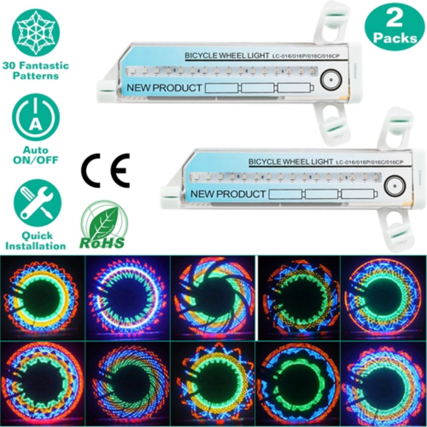 Lumières de vélo GBruno 32LED Patterns - 2 pièces
