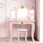 Kids Makeup Dressing Table with Tri-Folding Mirror - Pink