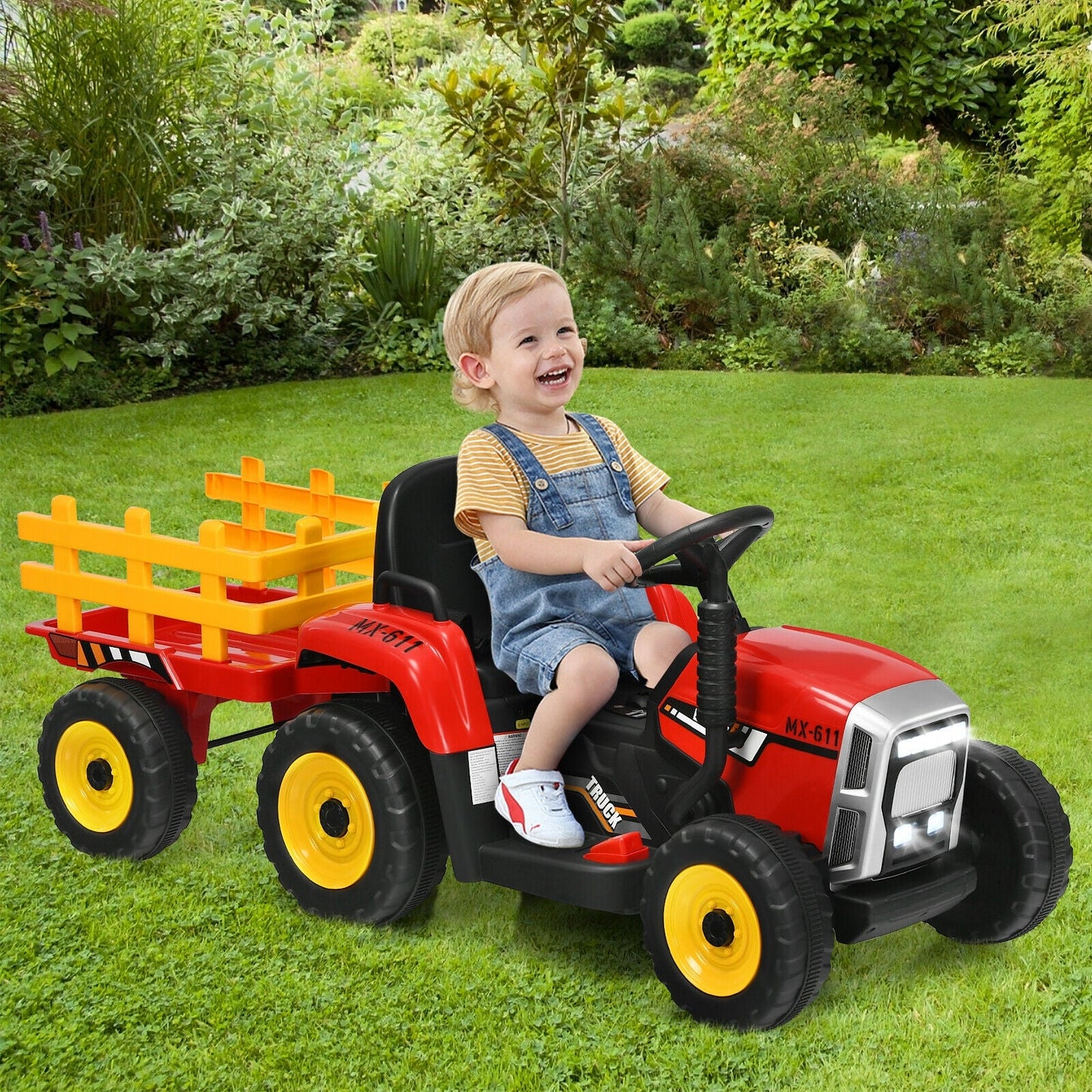 Tracteur Électrique 12V à Conduite pour Enfants 3+ - Rouge