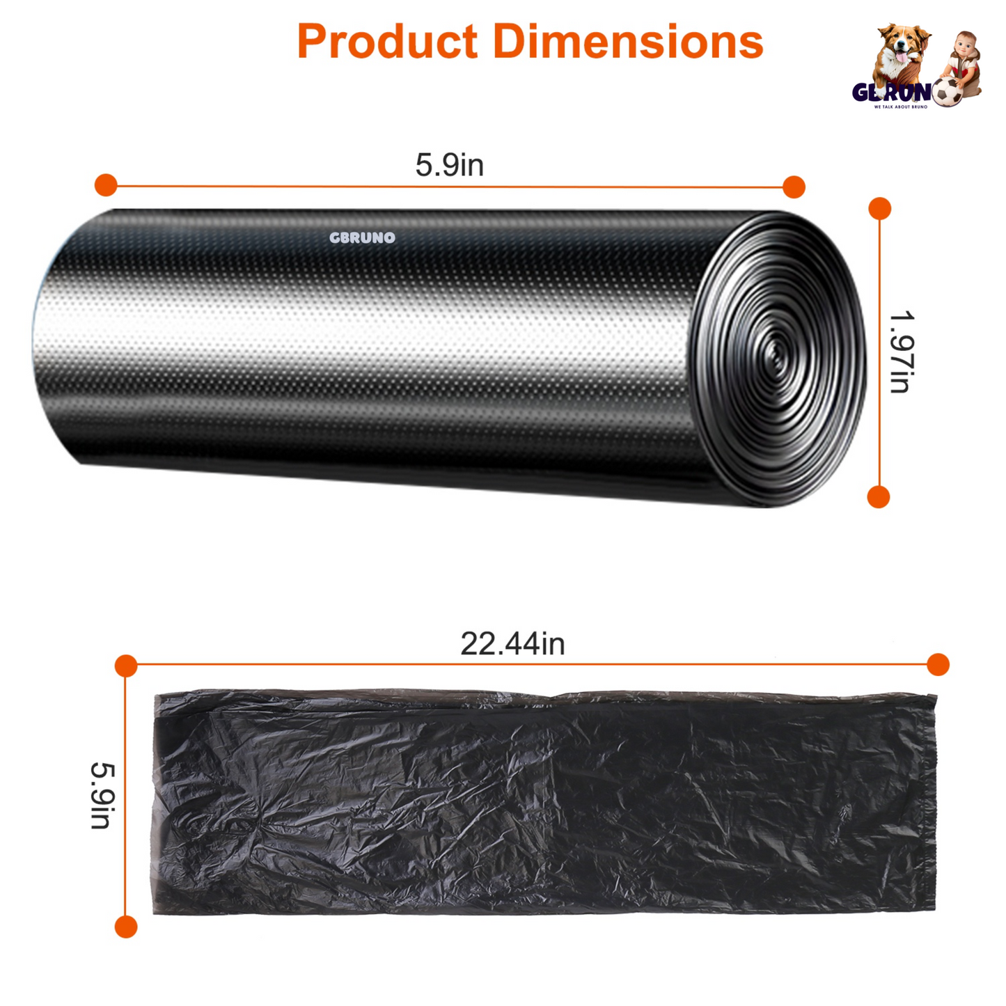 GBruno 4 Rolls Black Garbage Bags