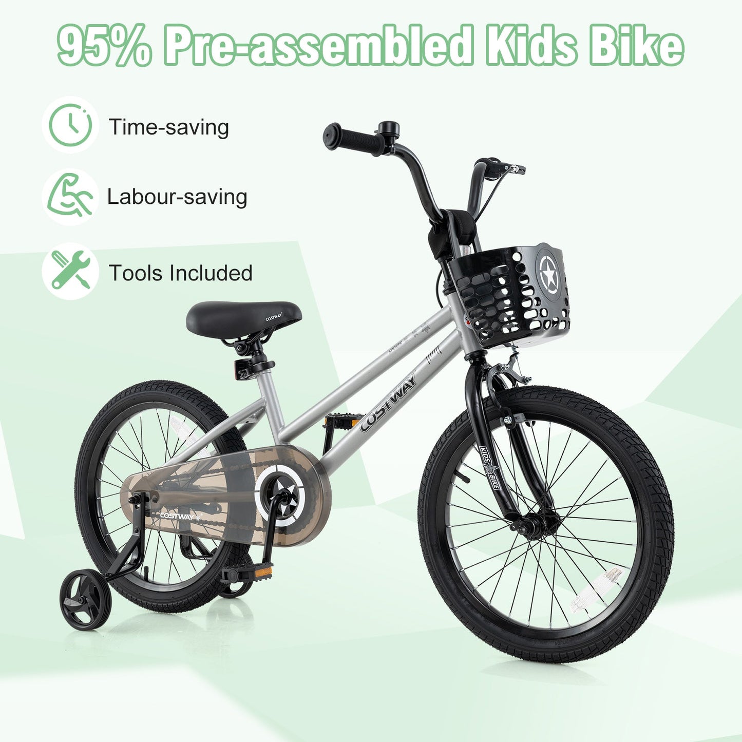 Bicicleta Ajustable para Niños con Cubierta de Cadena Transparente - 12/14/18 Pulgadas