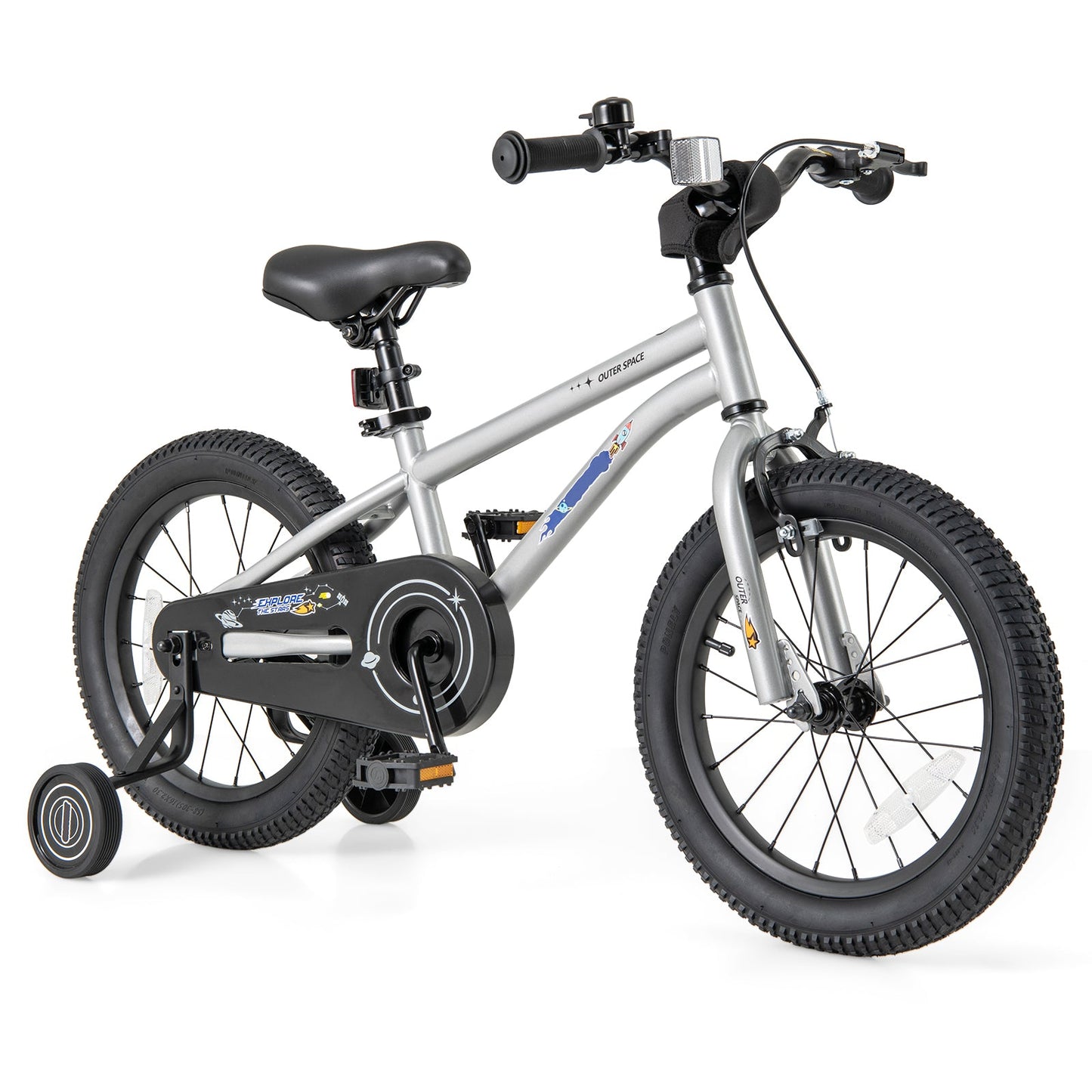 16-Inch Adjustable Kids Bike for Boys and Girls, High Carbon Steel Frame
