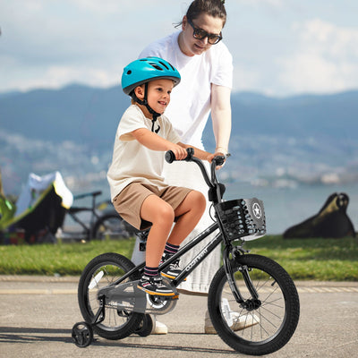 Vélo pour enfants de 16 pouces avec panier et roues d'entraînement