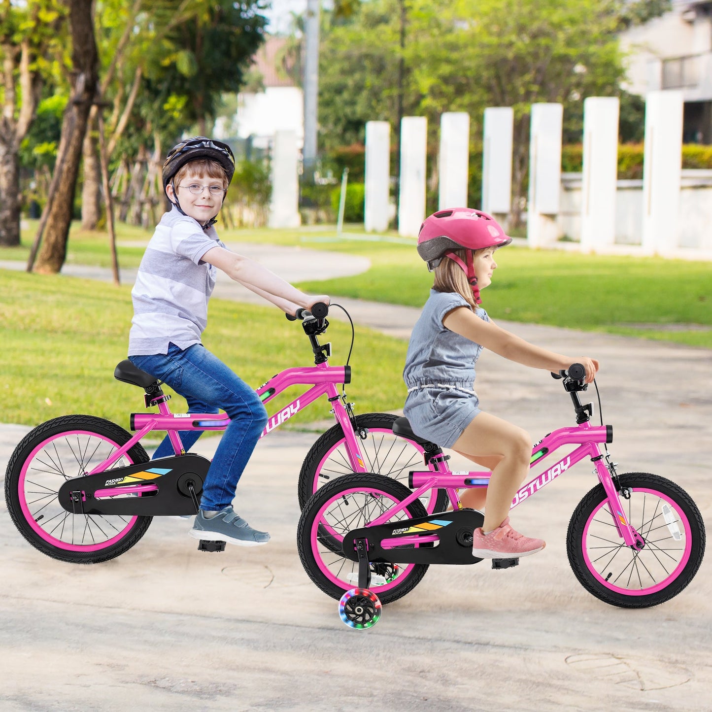 Vélo pour enfants de 16 pouces avec lumières LED et roues d'entraînement