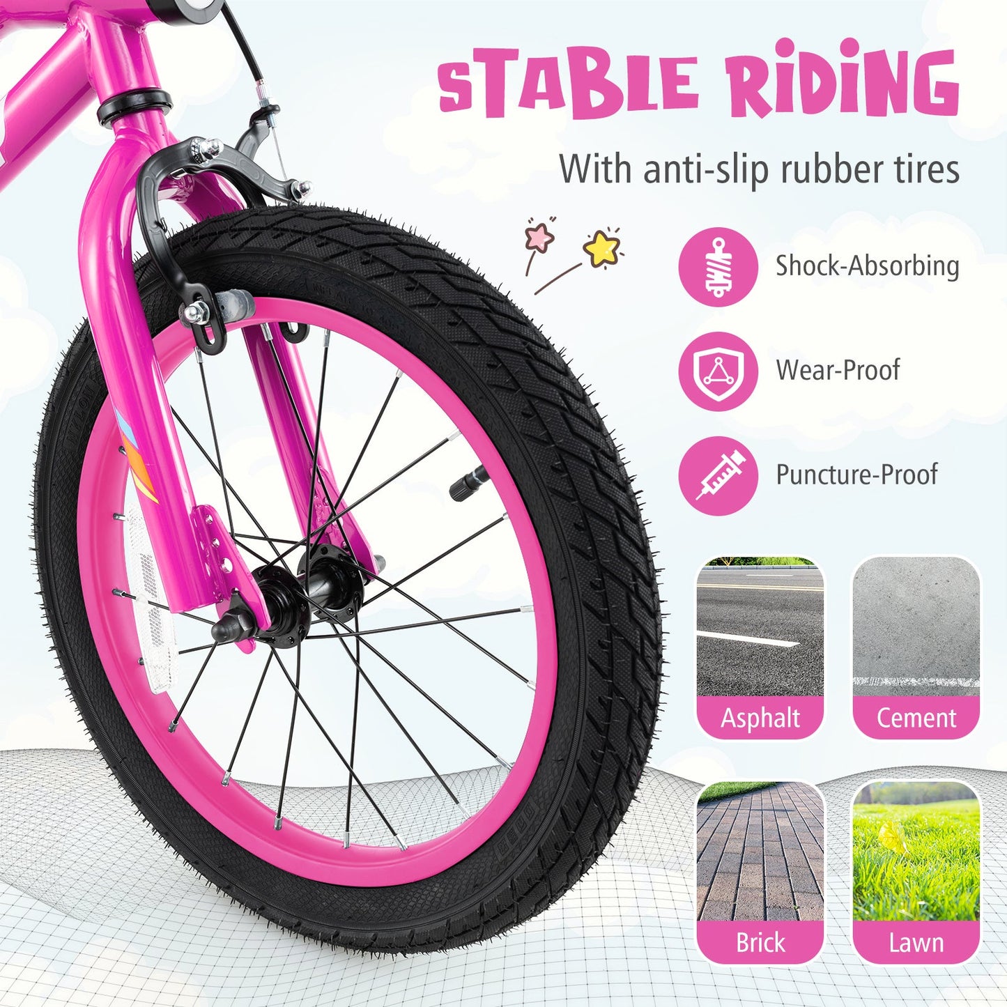 Vélo pour enfants de 16 pouces avec lumières LED et roues d'entraînement