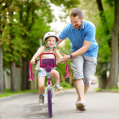 Vélo pour enfants de 16 pouces avec siège pour poupée et roues d'entraînement amovibles