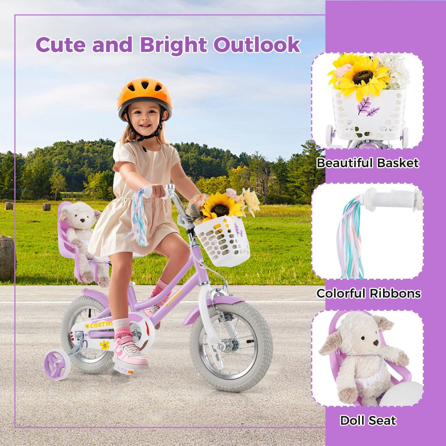 12 Inch Girls Bike with Doll Seat and Streamers