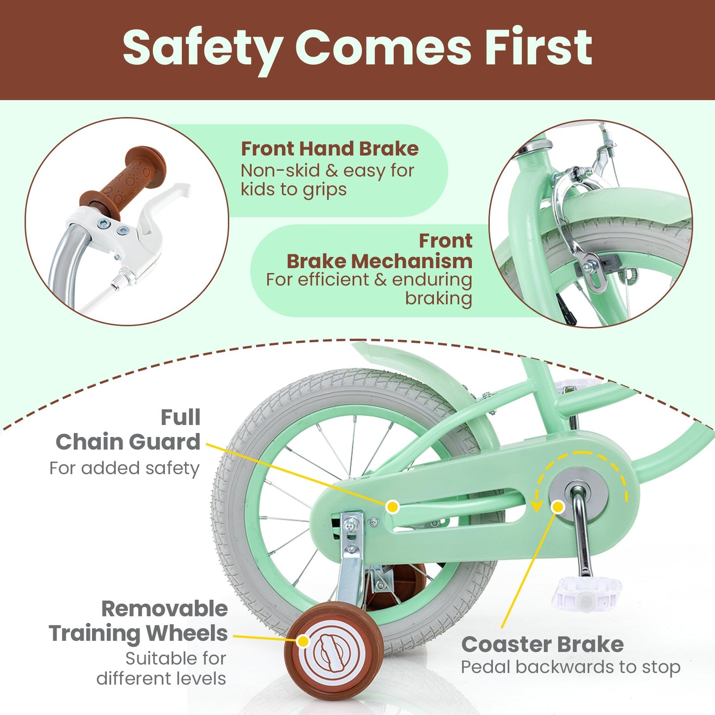 Bicicleta para Niños de 16 Pulgadas con Asiento Ajustable y Timbre
