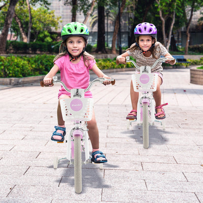 Vélo pour enfants de 16 pouces avec frein avant et roues d'entraînement - Violet