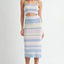 Vibrant Multi Color Striped Cutout Knit Midi Dress