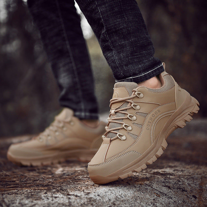 Men's Low-Top Leather Hiking Boots for Autumn & Winter
