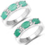 1.38 Carat Genuine Emerald and White Topaz Sterling Silver Ring