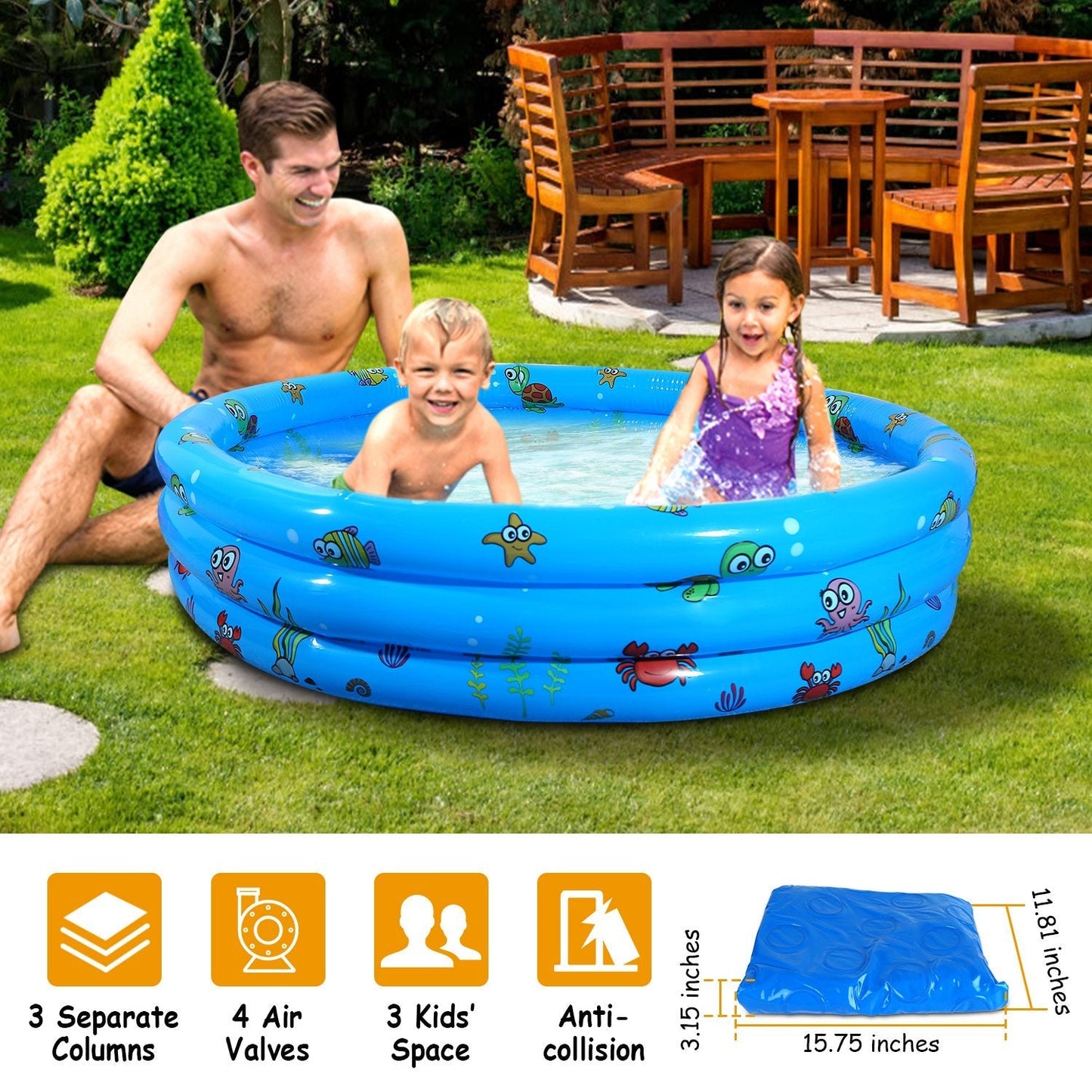 GBruno Piscina Inflable de 51x13” para Niños