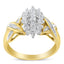 Bague en diamant en cluster en or bicolore 10K - Taille 6-1/2