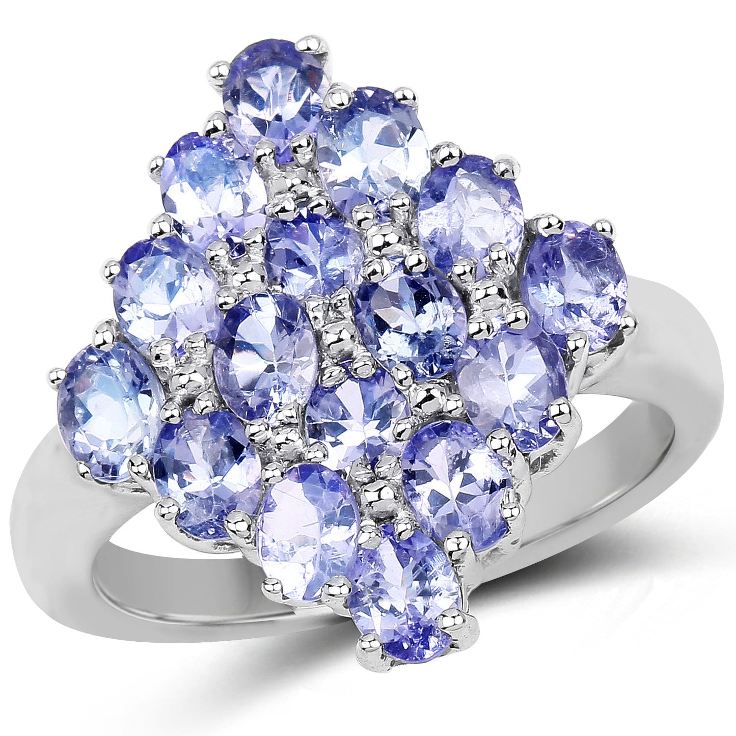 2.72 Carat Genuine Tanzanite Sterling Silver Engagement Ring