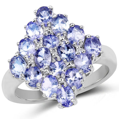 2.72 Carat Genuine Tanzanite Sterling Silver Engagement Ring