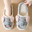Couples Open Toe Animal Linen Slippers