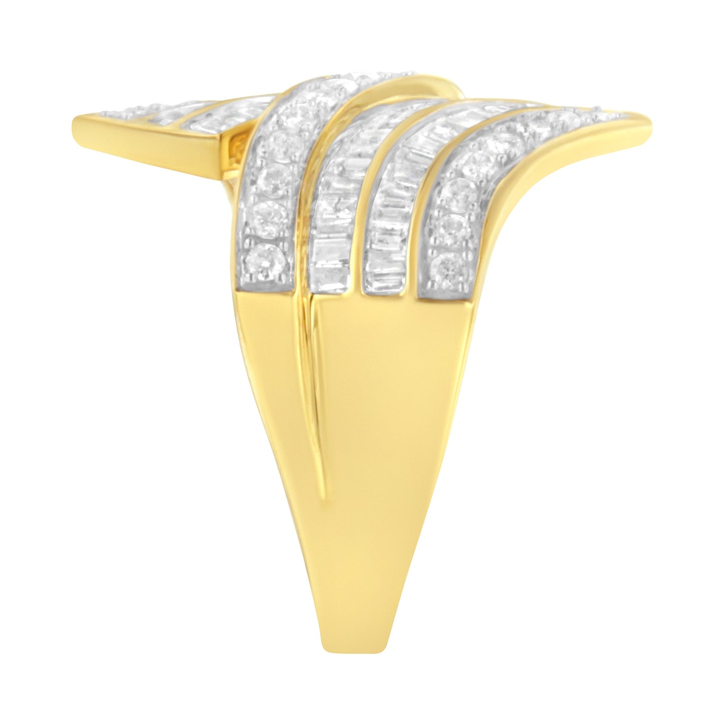 10K Yellow Gold Diamond Bypass Ring - Size 5