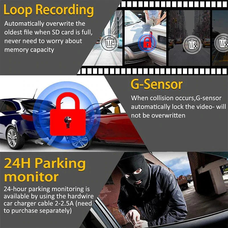 Enregistreur de Dash Cam WiFi 170° - Caméra de Véhicule HD 1080P