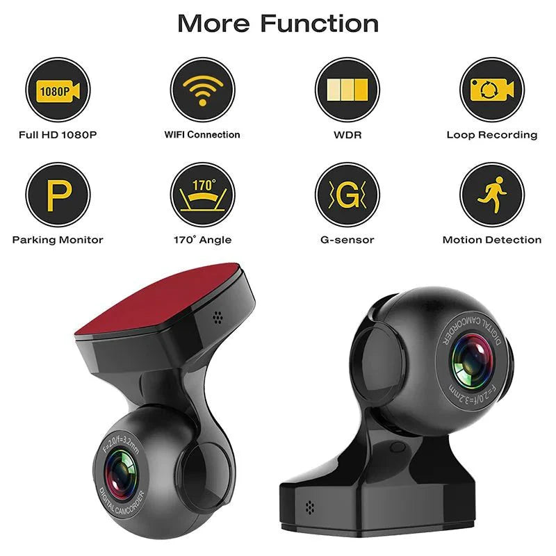 Enregistreur de Dash Cam WiFi 170° - Caméra de Véhicule HD 1080P