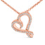 Collar con colgante de corazón abierto de diamantes en plata de ley chapada en oro rosa de 14k