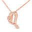 Collar con colgante de corazón abierto de diamantes en plata de ley chapada en oro rosa de 14k