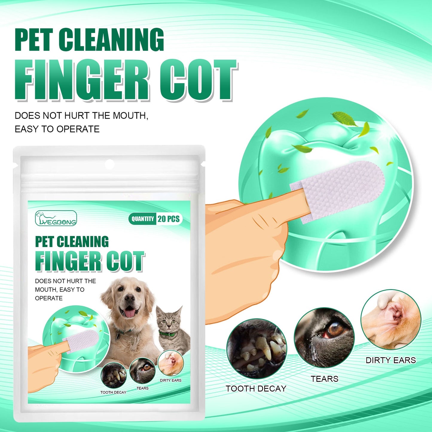 Pet Tooth Cleaning Finger Set for Dogs and Cats