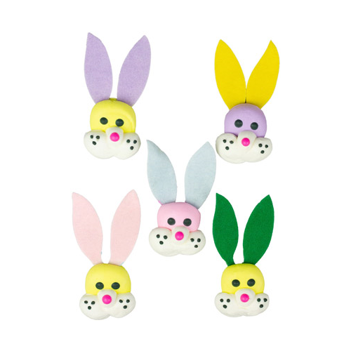 Caras de Conejo de Glaseado Real Comestible con Orejas de Fieltro - 2.5"