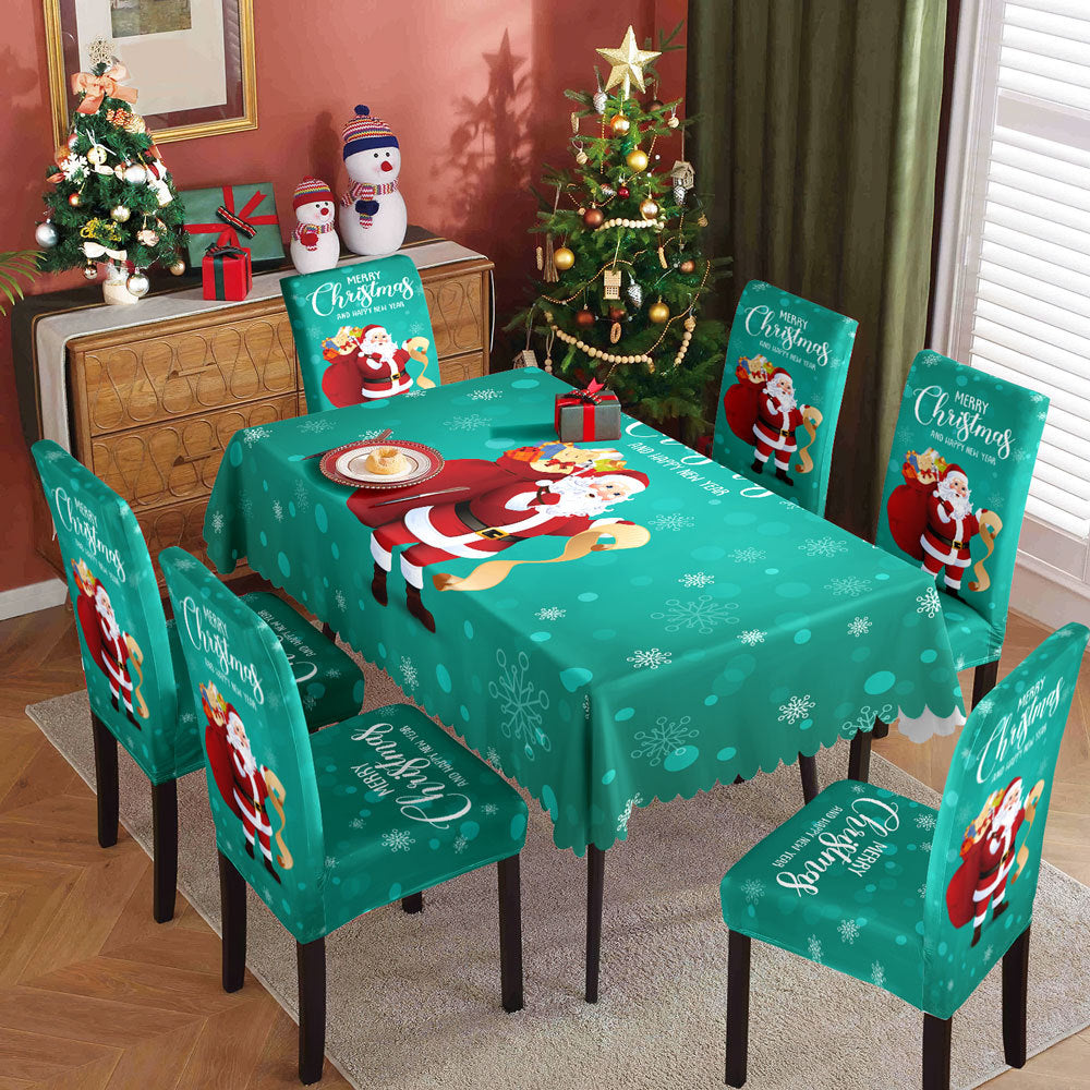 Christmas tablecloth, holiday decoration, elastic chair cover, household dining table, waterproof and dustproof tablecloth, fabric decorative tablecloth - Korvel
