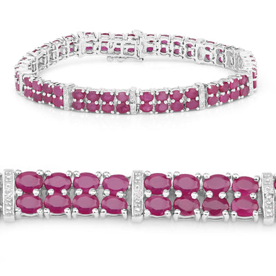 Pulsera de Rubí y Topacio Blanco de Plata Esterlina de 17.65 Quilates