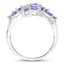 1.73 Carat Genuine Tanzanite and White Zircon Sterling Silver Ring