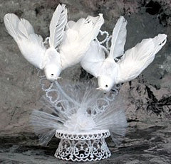 Doves on Heart Cake Topper for Weddings & Anniversaries