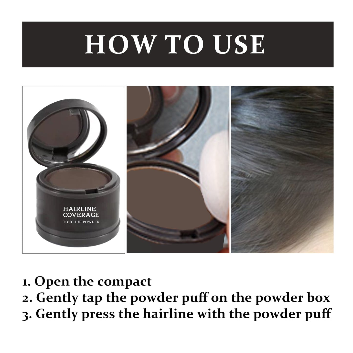 Hairline Cover Touch Powder Compact Hairline Easy To Apply Concealer Powder For Your Hairline - Korvel