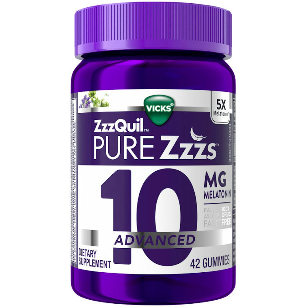 Vicks ZzzQuil PureZzzs Gummies de mélatonine 10 mg - 42 unités