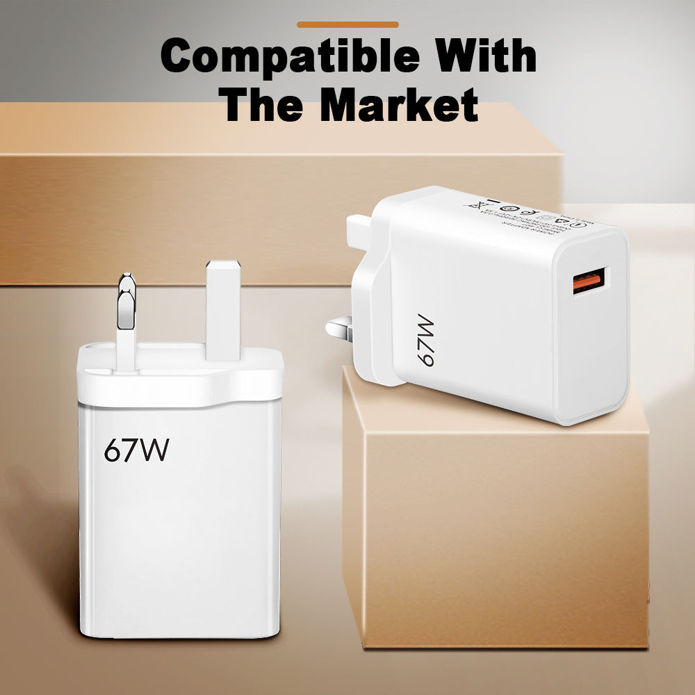 67W ultra fast charging charger with fast flash charging head - Korvel