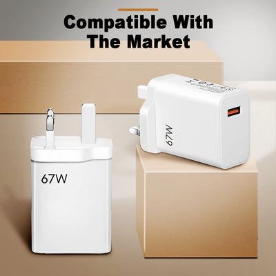 67W ultra fast charging charger with fast flash charging head - Korvel