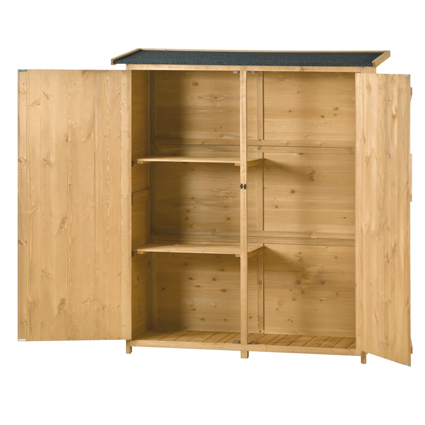 Outdoor 5.3ft Hx4.6ft L Wood Storage Shed Tool Organizer,Garden Shed, Storage Cabinet with Waterproof Asphalt Roof Natural - Korvel
