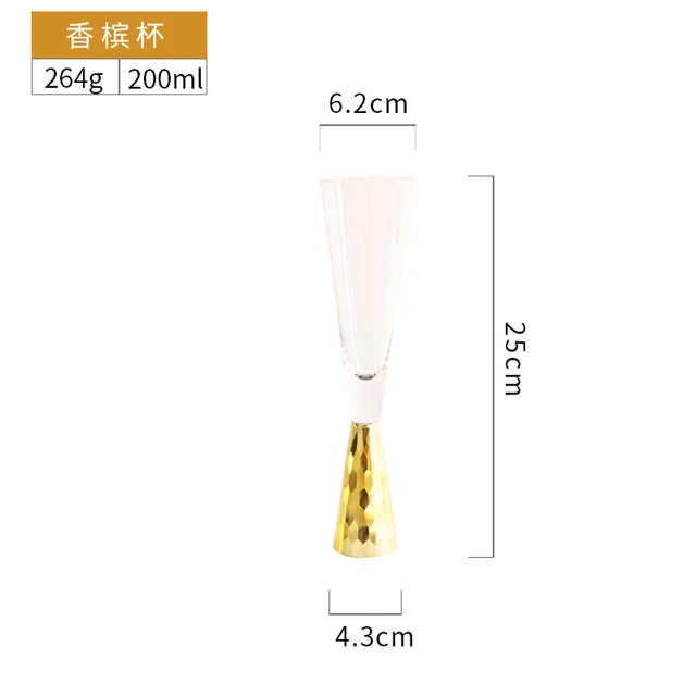 High-end Glass Wine Glasses Golden Wine Glasses Family Party Champagne Glasses Bar Whiskey Cocktail Glasses Martini Glasses - Korvel