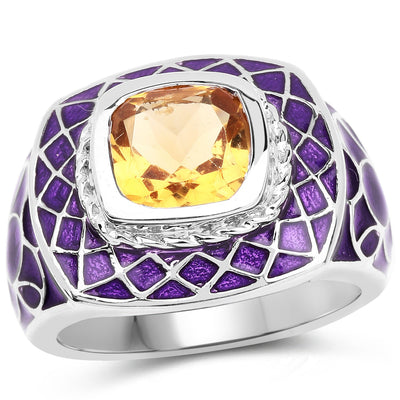 Bague de fiançailles en argent sterling avec citrine véritable de 2,00 carats