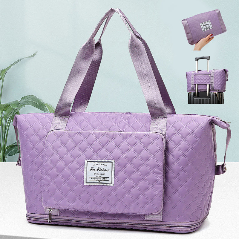 Foldable Travel Duffle Bag with Rhombus Design