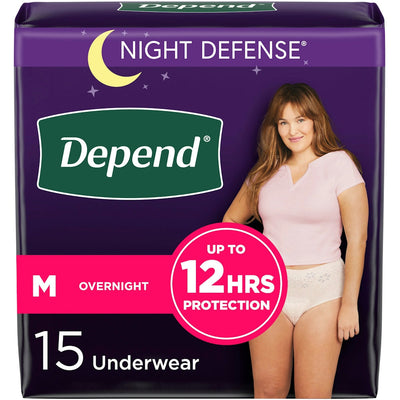 Depend Night Defense Adult Incontinence Underwear for Women, M, Blush