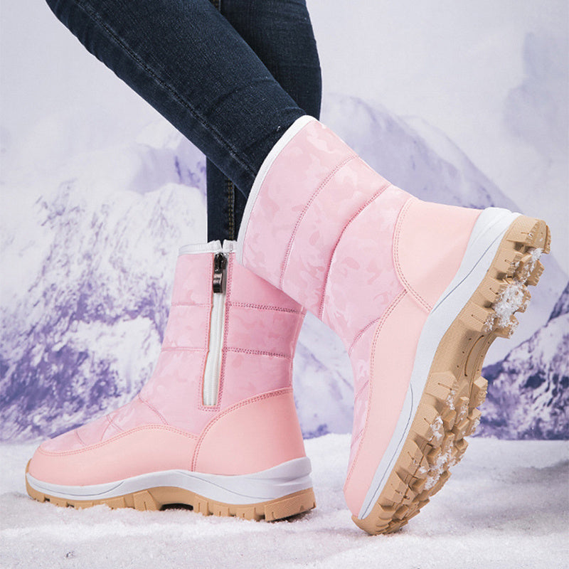Botas de Nieve de Invierno Premium para Mujeres - Diseño de Tobillo Alto con Plumas